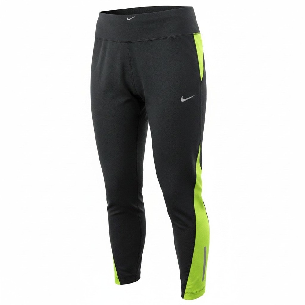 Running Leggings Nike Small Womens Black Volt Green Excellent Dri-FIT Cropped